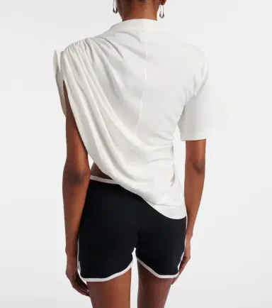 Courrèges Courrèges Ruched asymmetric cotton jersey T-shirt | Thumbnail 6 Courrèges Courrèges Ruched asymmetric cotton jersey T-shirt | Thumbnail 6