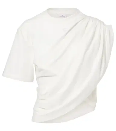 Courrèges Courrèges Ruched asymmetric cotton jersey T-shirt | Thumbnail 1 Courrèges Courrèges Ruched asymmetric cotton jersey T-shirt | Thumbnail 1