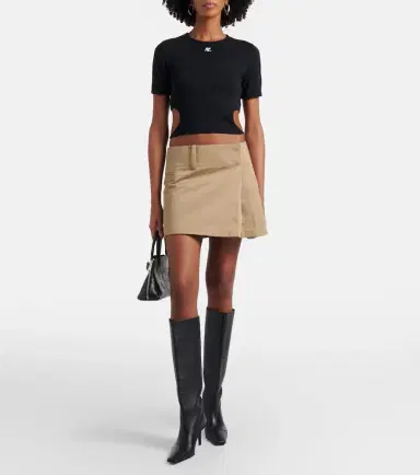 Courrèges Courrèges Logo cutout tie-back cotton crop top | Thumbnail 3 Courrèges Courrèges Logo cutout tie-back cotton crop top | Thumbnail 3