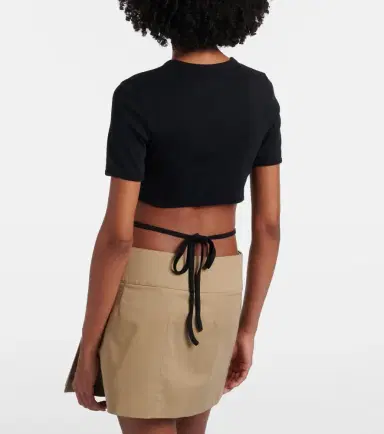 Courrèges Courrèges Logo cutout tie-back cotton crop top | Thumbnail 5 Courrèges Courrèges Logo cutout tie-back cotton crop top | Thumbnail 5