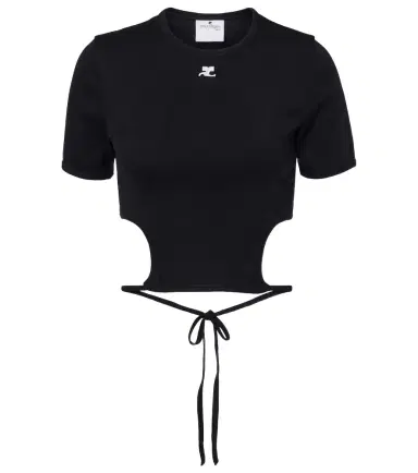 Courrèges Courrèges Logo cutout tie-back cotton crop top | Thumbnail 1 Courrèges Courrèges Logo cutout tie-back cotton crop top | Thumbnail 1