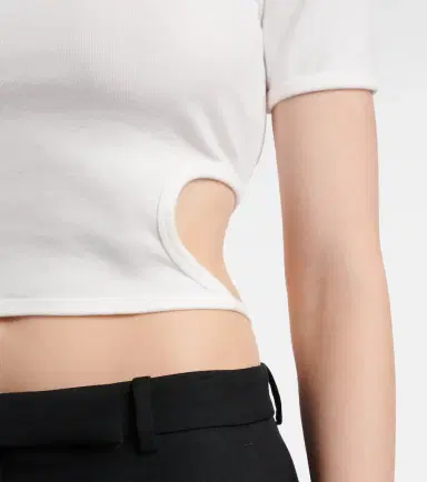 Courrèges Courrèges Logo cutout tie-back cotton crop top | Thumbnail 2 Courrèges Courrèges Logo cutout tie-back cotton crop top | Thumbnail 2