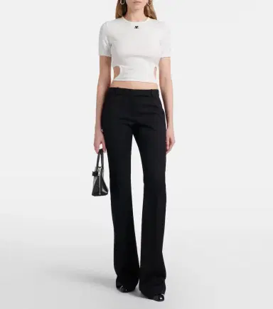 Courrèges Courrèges Logo cutout tie-back cotton crop top | Thumbnail 4 Courrèges Courrèges Logo cutout tie-back cotton crop top | Thumbnail 4