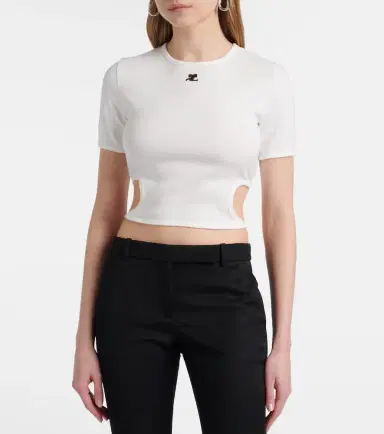 Courrèges Courrèges Logo cutout tie-back cotton crop top | Thumbnail 5 Courrèges Courrèges Logo cutout tie-back cotton crop top | Thumbnail 5