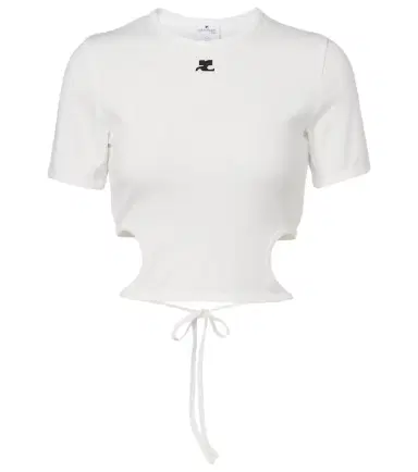 Courrèges Courrèges Logo cutout tie-back cotton crop top | Thumbnail 1 Courrèges Courrèges Logo cutout tie-back cotton crop top | Thumbnail 1