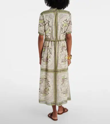 Tory Burch Printed silk and cotton midi dress | Thumbnail 4 Tory Burch Printed silk and cotton midi dress | Thumbnail 4
