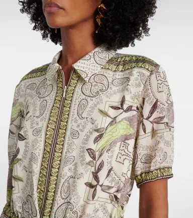 Tory Burch Printed silk and cotton midi dress | Thumbnail 5 Tory Burch Printed silk and cotton midi dress | Thumbnail 5