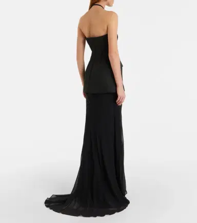 Sportmax Pinne silk-trimmed maxi dress | Thumbnail 4 Sportmax Pinne silk-trimmed maxi dress | Thumbnail 4