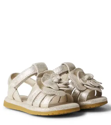 DONSJE Baby Jiles floral-appliqué metallic leather sandals | Thumbnail 1 DONSJE Baby Jiles floral-appliqué metallic leather sandals | Thumbnail 1