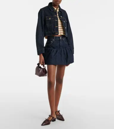 Ganni Gathered denim miniskirt | Thumbnail 2 Ganni Gathered denim miniskirt | Thumbnail 2