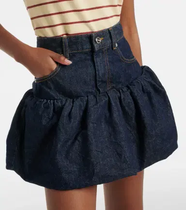 Ganni Gathered denim miniskirt | Thumbnail 4 Ganni Gathered denim miniskirt | Thumbnail 4