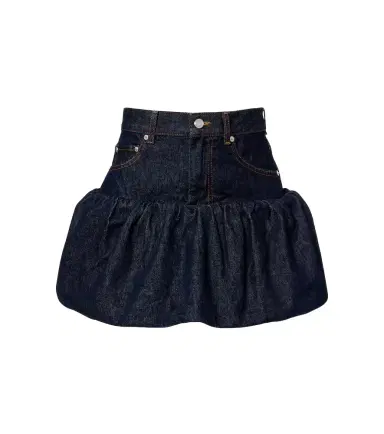 Ganni Gathered denim miniskirt | Thumbnail 1 Ganni Gathered denim miniskirt | Thumbnail 1