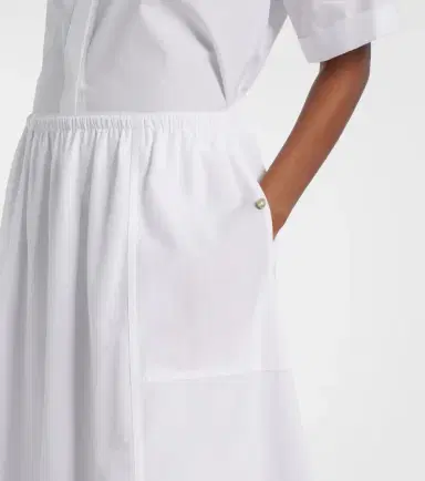 Vince Scalloped cotton poplin midi skirt | Thumbnail 3 Vince Scalloped cotton poplin midi skirt | Thumbnail 3
