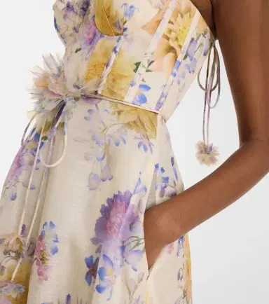Zimmermann Luna floral linen and silk midi dress | Thumbnail 2 Zimmermann Luna floral linen and silk midi dress | Thumbnail 2
