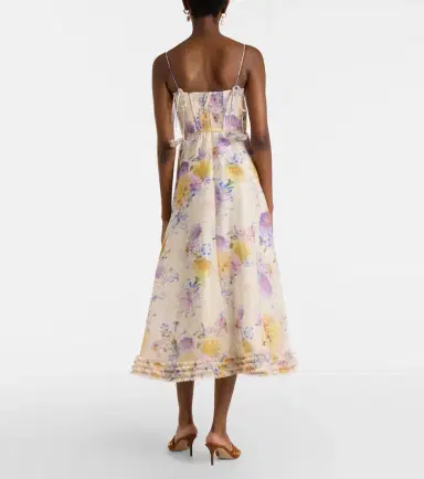 Zimmermann Luna floral linen and silk midi dress | Thumbnail 5 Zimmermann Luna floral linen and silk midi dress | Thumbnail 5