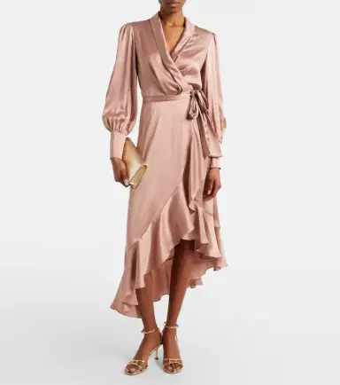 Zimmermann Ruffled silk satin wrap dress | Thumbnail 2 Zimmermann Ruffled silk satin wrap dress | Thumbnail 2