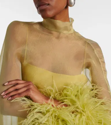 Taller Marmo Daisy feather-trimmed organza kaftan | Thumbnail 4 Taller Marmo Daisy feather-trimmed organza kaftan | Thumbnail 4