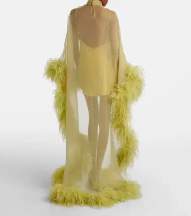 Taller Marmo Daisy feather-trimmed organza kaftan | Thumbnail 5 Taller Marmo Daisy feather-trimmed organza kaftan | Thumbnail 5
