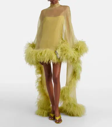 Taller Marmo Daisy feather-trimmed organza kaftan | Thumbnail 6 Taller Marmo Daisy feather-trimmed organza kaftan | Thumbnail 6