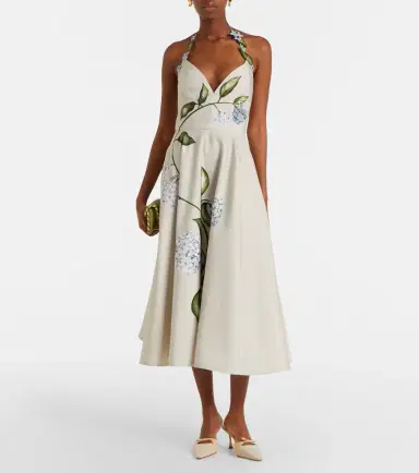 Oscar de la Renta Floral faille cocktail dress | Thumbnail 2 Oscar de la Renta Floral faille cocktail dress | Thumbnail 2