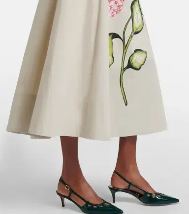 Oscar de la Renta Porcelain cotton-blend poplin midi dress | Thumbnail 3 Oscar de la Renta Porcelain cotton-blend poplin midi dress | Thumbnail 3