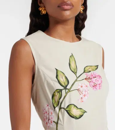 Oscar de la Renta Porcelain cotton-blend poplin midi dress | Thumbnail 4 Oscar de la Renta Porcelain cotton-blend poplin midi dress | Thumbnail 4
