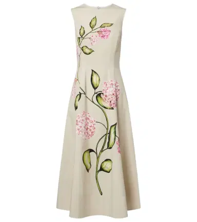 Oscar de la Renta Porcelain cotton-blend poplin midi dress | Thumbnail 1 Oscar de la Renta Porcelain cotton-blend poplin midi dress | Thumbnail 1