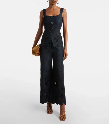 Veronica Beard Osborne cotton chambray wide-leg pants | Thumbnail 2 Veronica Beard Osborne cotton chambray wide-leg pants | Thumbnail 2