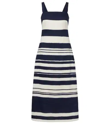 Veronica Beard Ella striped linen-blend midi dress | Thumbnail 1 Veronica Beard Ella striped linen-blend midi dress | Thumbnail 1
