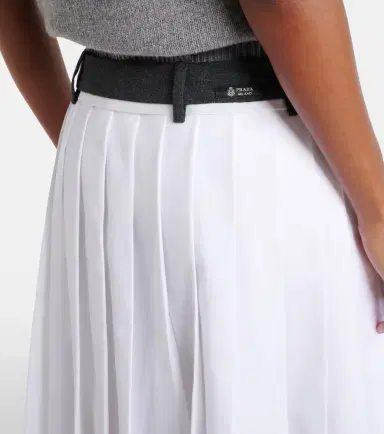 Prada Pleated cotton midi skirt | Thumbnail 3 Prada Pleated cotton midi skirt | Thumbnail 3