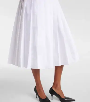 Prada Pleated cotton midi skirt | Thumbnail 4 Prada Pleated cotton midi skirt | Thumbnail 4