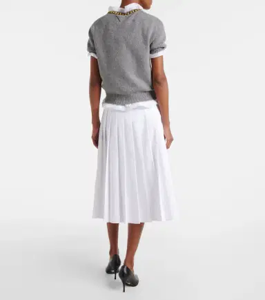 Prada Pleated cotton midi skirt | Thumbnail 5 Prada Pleated cotton midi skirt | Thumbnail 5