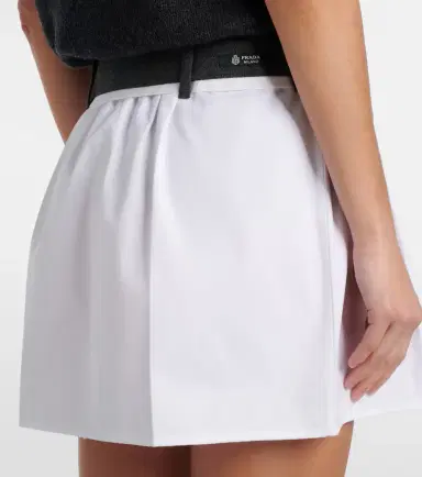 Prada Pleated virgin wool-trimmed cotton miniskirt | Thumbnail 4 Prada Pleated virgin wool-trimmed cotton miniskirt | Thumbnail 4