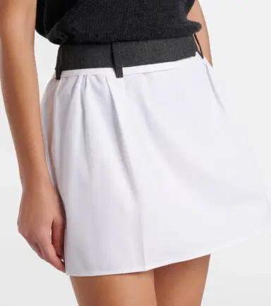 Prada Pleated virgin wool-trimmed cotton miniskirt | Thumbnail 5 Prada Pleated virgin wool-trimmed cotton miniskirt | Thumbnail 5