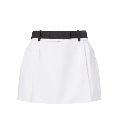 Prada Pleated virgin wool-trimmed cotton miniskirt | Thumbnail 1 Prada Pleated virgin wool-trimmed cotton miniskirt | Thumbnail 1