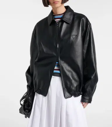 Prada Leather blouson jacket | Thumbnail 2 Prada Leather blouson jacket | Thumbnail 2