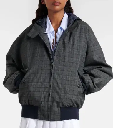 Prada Checked hooded virgin wool jacket | Thumbnail 4 Prada Checked hooded virgin wool jacket | Thumbnail 4