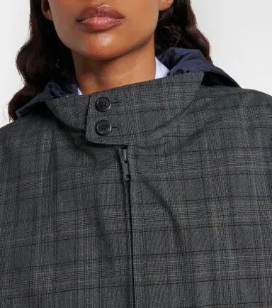 Prada Checked hooded virgin wool jacket | Thumbnail 6 Prada Checked hooded virgin wool jacket | Thumbnail 6