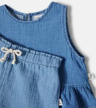 Cozmo Blair ruffled cotton chambray top and shorts set | Thumbnail 2 Cozmo Blair ruffled cotton chambray top and shorts set | Thumbnail 2