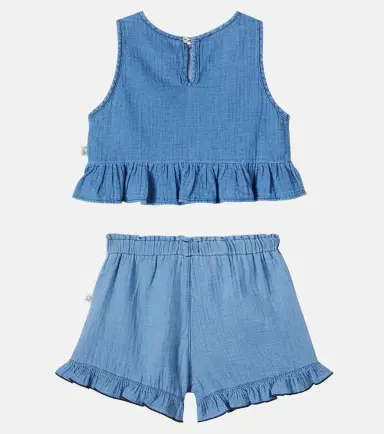 Cozmo Blair ruffled cotton chambray top and shorts set | Thumbnail 3 Cozmo Blair ruffled cotton chambray top and shorts set | Thumbnail 3