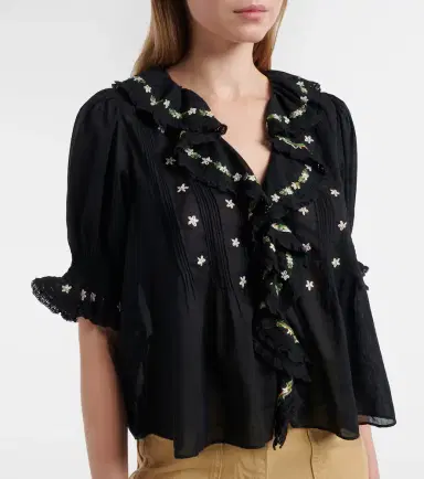 DÔEN Dôen Hettie floral embroidered ruffled cotton blouse | Thumbnail 2 DÔEN Dôen Hettie floral embroidered ruffled cotton blouse | Thumbnail 2