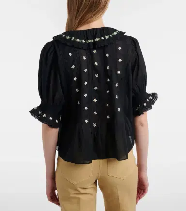 DÔEN Dôen Hettie floral embroidered ruffled cotton blouse | Thumbnail 4 DÔEN Dôen Hettie floral embroidered ruffled cotton blouse | Thumbnail 4