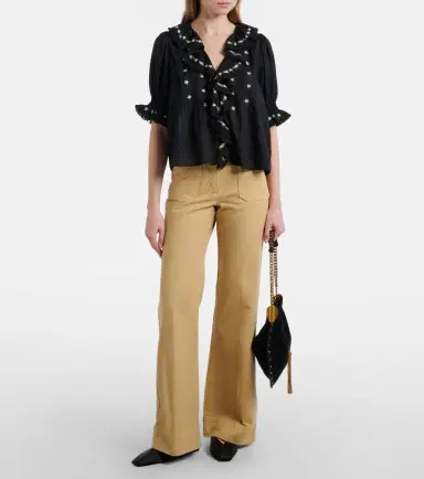 DÔEN Dôen Hettie floral embroidered ruffled cotton blouse | Thumbnail 5 DÔEN Dôen Hettie floral embroidered ruffled cotton blouse | Thumbnail 5