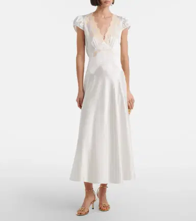 DÔEN Dôen Coraline lace-trimmed silk midi dress | Thumbnail 3 DÔEN Dôen Coraline lace-trimmed silk midi dress | Thumbnail 3