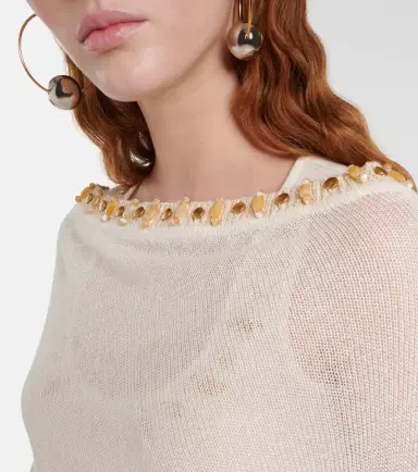 Xu Zhi Beaded asymmetric linen-blend sweater | Thumbnail 3 Xu Zhi Beaded asymmetric linen-blend sweater | Thumbnail 3