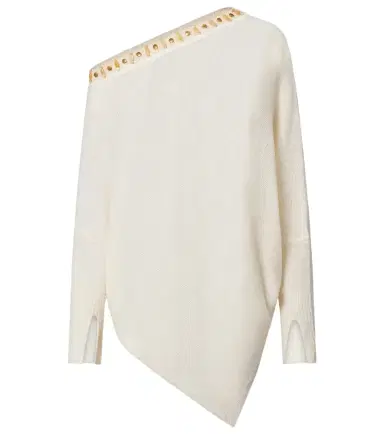 Xu Zhi Beaded asymmetric linen-blend sweater | Thumbnail 1 Xu Zhi Beaded asymmetric linen-blend sweater | Thumbnail 1