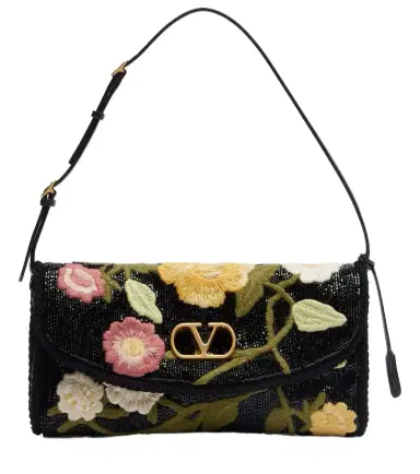 Valentino Garavani DeVain embroidered beaded shoulder bag | Thumbnail 1 Valentino Garavani DeVain embroidered beaded shoulder bag | Thumbnail 1