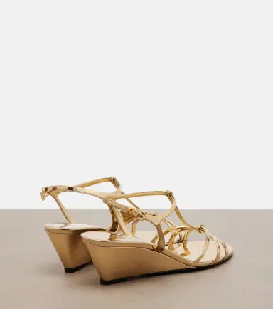 Prada Metallic leather wedge sandals | Thumbnail 2 Prada Metallic leather wedge sandals | Thumbnail 2
