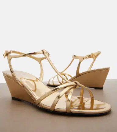 Prada Metallic leather wedge sandals | Thumbnail 3 Prada Metallic leather wedge sandals | Thumbnail 3