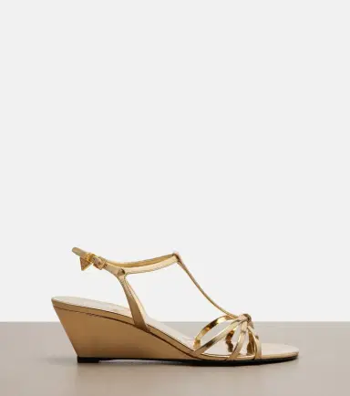 Prada Metallic leather wedge sandals | Thumbnail 4 Prada Metallic leather wedge sandals | Thumbnail 4